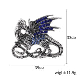 Vintage Fire Dragon Brooch Pendant with Rhinestone