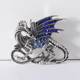 Vintage Fire Dragon Brooch Pendant with Rhinestone