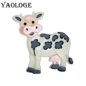 Acrylic Cartoon Cow Brooches Kids Pin Badges Accessories Christmas Jewelry