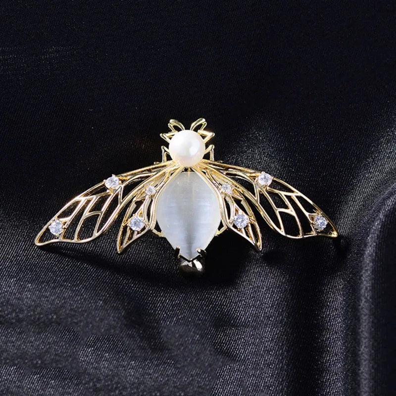 Opal Bee Brooch Pin Xmas Gift for Women Men