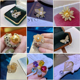 Letter V Pearl Brooch Zircon Pin Women Lapel Pin Men Cuff Jewellery