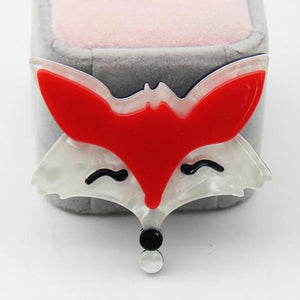 Acrylic Fox Brooch Head Pins Cartoon Lapel Pins Scarf Clip