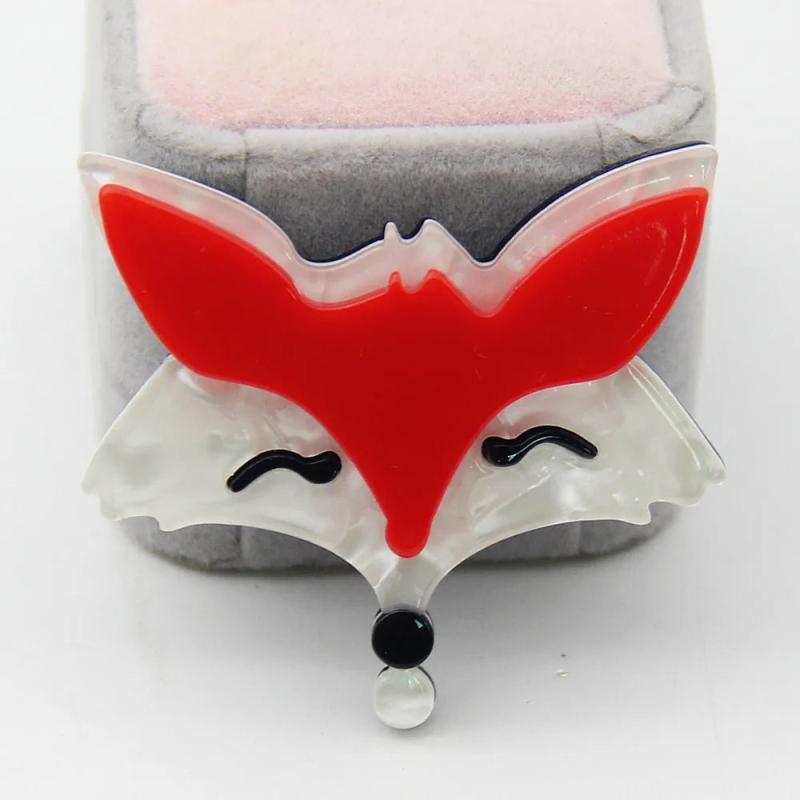 Acrylic Fox Brooch Head Pins Cartoon Lapel Pins Scarf Clip
