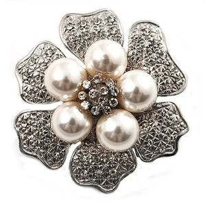 Baroque Big Pearl Brooches Silver Irregular Petal Women Party Wedding Pins