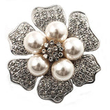Baroque Big Pearl Brooches Silver Irregular Petal Women Party Wedding Pins