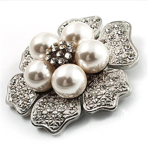 Baroque Big Pearl Brooches Silver Irregular Petal Women Party Wedding Pins