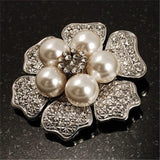 Baroque Big Pearl Brooches Silver Irregular Petal Women Party Wedding Pins