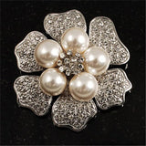 Baroque Big Pearl Brooches Silver Irregular Petal Women Party Wedding Pins