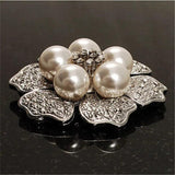 Baroque Big Pearl Brooches Silver Irregular Petal Women Party Wedding Pins