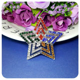 Rhinestone Star Brooch Pin - Multicolored Jewelry Gift
