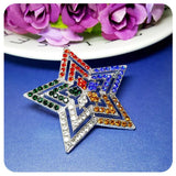 Rhinestone Star Brooch Pin - Multicolored Jewelry Gift
