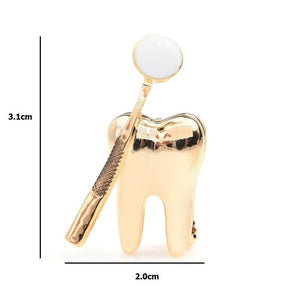 Silver Dental Mirror Brooches Personality Style Dentist Uniform Pins