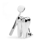 Silver Dental Mirror Brooches Personality Style Dentist Uniform Pins