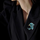 Male Crystal Phoenix Bird Brooch Enamel Beauty Bird Party Office Gift