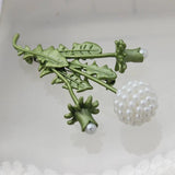 Green Plant Brooch for Coat with Vintage Lacquer Finish