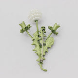 Green Plant Brooch for Coat with Vintage Lacquer Finish