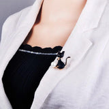 Cat Shape Bow Knot Brooch Gray Simulated Pearl Enamel Jewelry