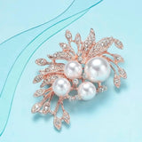 Simulated Pearl Brooch Crystal Corsage Collar Pins