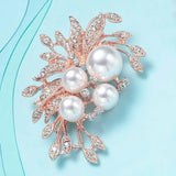 Simulated Pearl Brooch Crystal Corsage Collar Pins