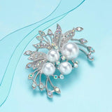 Simulated Pearl Brooch Crystal Corsage Collar Pins