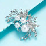 Simulated Pearl Brooch Crystal Corsage Collar Pins