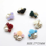 5Pcs Rhinestone Rose Flower Multicolor 27 x 25MM Jewelry Decoration