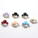 5Pcs Rhinestone Rose Flower Multicolor 27 x 25MM Jewelry Decoration