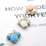 5Pcs Rhinestone Rose Flower Multicolor 27 x 25MM Jewelry Decoration