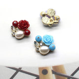 5Pcs Rhinestone Rose Flower Multicolor 27 x 25MM Jewelry Decoration