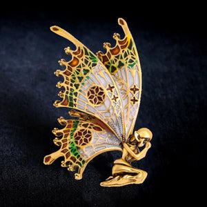 Vintage Butterfly Angle Scarf Pin Enamel Brooch