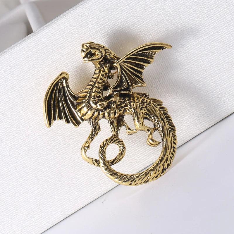Vintage Alloy Dragon Brooch Pendant