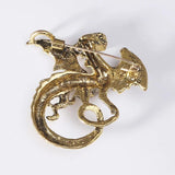Vintage Alloy Dragon Brooch Pendant