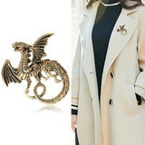 Vintage Alloy Dragon Brooch Pendant