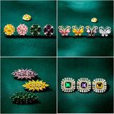 Zircon Butterfly Flower Brooch Pin for Women