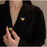 Zircon Butterfly Flower Brooch Pin for Women