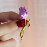 Small Fresh Tulip Brooches For Women Enamel Flower Brooch