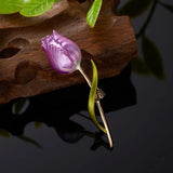 Small Fresh Tulip Brooches For Women Enamel Flower Brooch