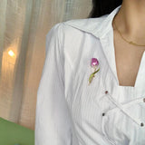 Small Fresh Tulip Brooches For Women Enamel Flower Brooch