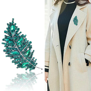 Leaf Brooch Women's Antique Silk Scarf Button Pin