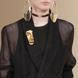 Punk Metal Abstract Face Mask Brooches Pins Collar Gothic Jewelry