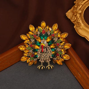 Rhinestone Turkey Brooches 2-Color Chicken Giving Brooch Pins