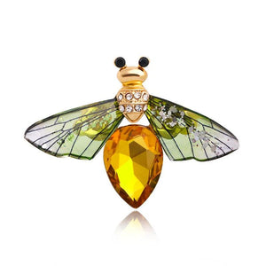 Crystal Bee Brooch Pin Retro Oil Dripping Dragonfly Party Accessory