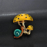 Yellow Red Enamel Pin Mushroom Snail Brooches Women Kid Men's Alloy Plants