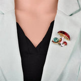 Yellow Red Enamel Pin Mushroom Snail Brooches Women Kid Men's Alloy Plants