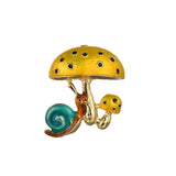 Yellow Red Enamel Pin Mushroom Snail Brooches Women Kid Men's Alloy Plants