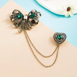 Vintage Baroque Pearl Rhinestone Bow Brooch Tassel Suit Pin