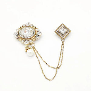 Retro Pearl Zircon Brooch Collar Suit Pin