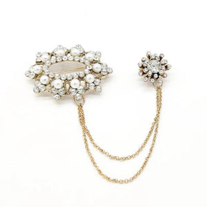 Retro Pearl Zircon Brooch Collar Suit Pin