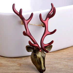 Vintage Deer Brooch Enamel Hijab Pin Punk Jewelry