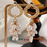Autumn Baroque Vintage Leaves Tassel Pearl Brooch